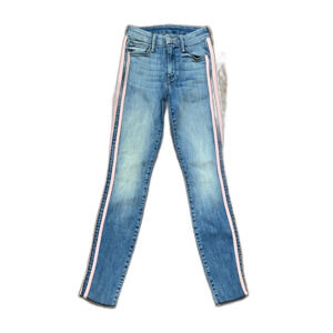 MOTHER Denim Blue The Looker Ankle Fray Thunderstuck Racer Jeans Women's Size 23